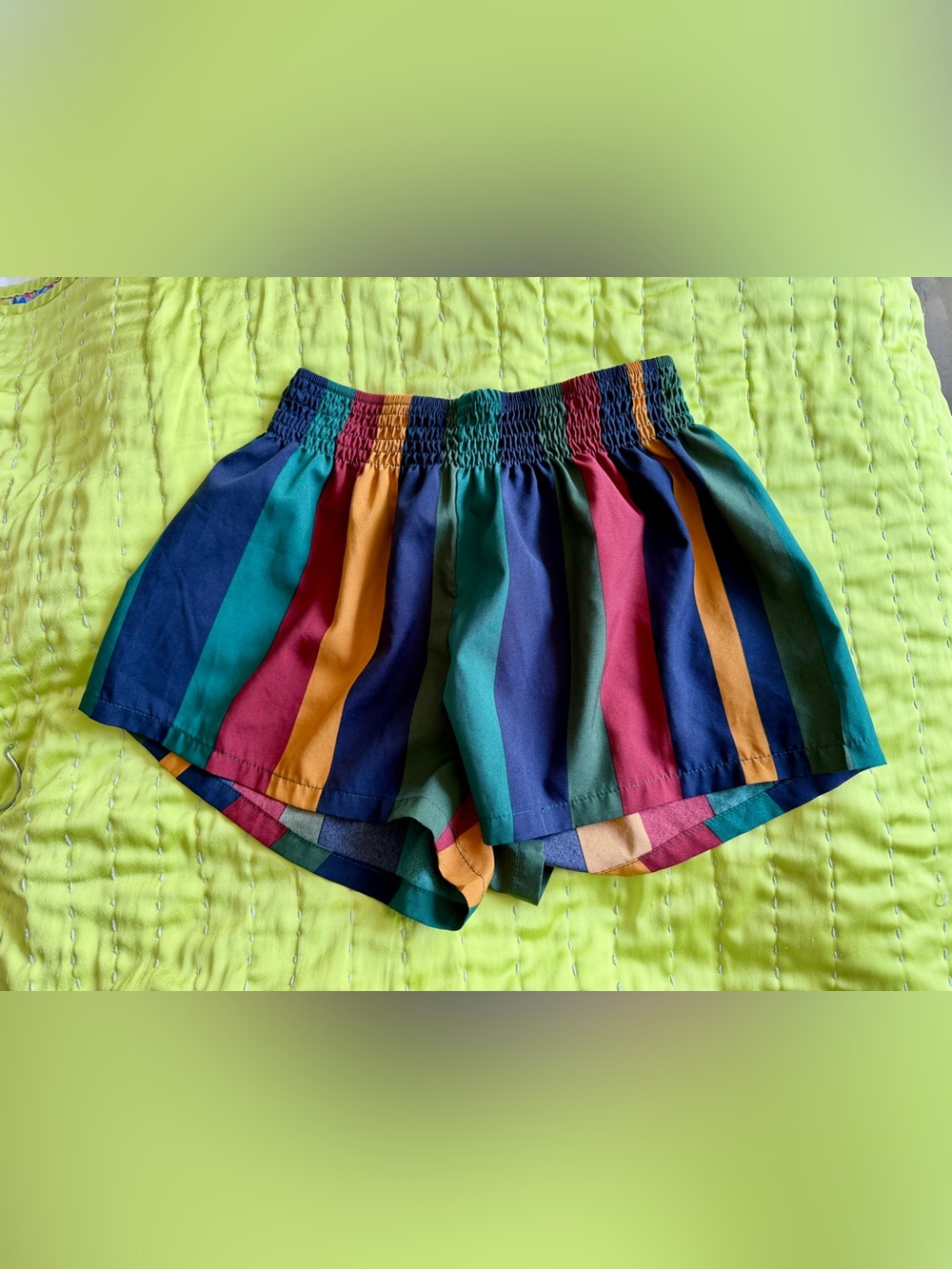 SHEIN Kids Multicolor Striped Flowy Shorts Navy, Green, Red, Yellow Size 11